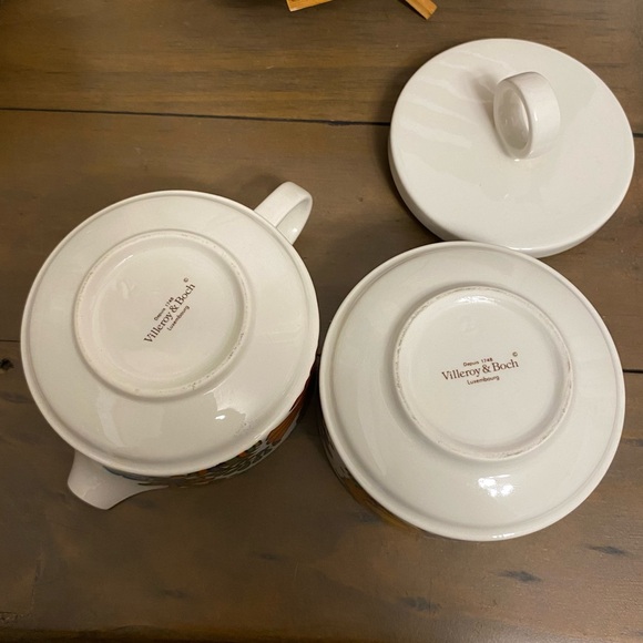 Villeroy Boch Acapulco Birds Stacking Creamer Covered Sugar Dish Discontinued - Picture 11 of 14